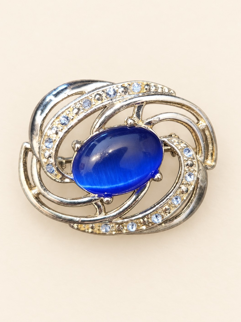 Blue Cabochon Swirl Brooch Pin - Womens Jewelry